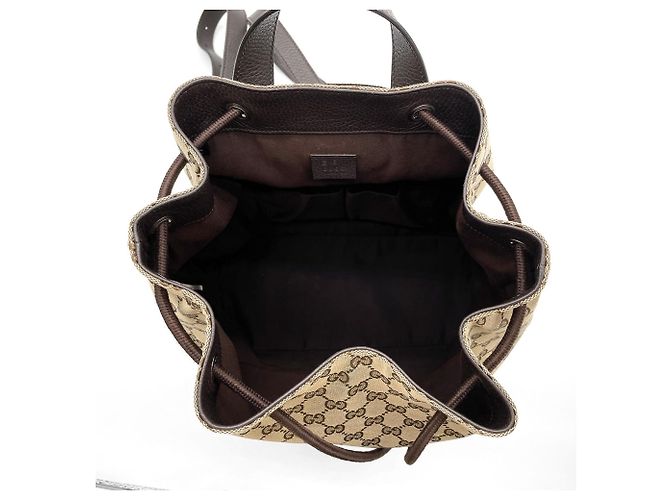 Zaino Gucci in tela GG marrone e pelle - vista 7