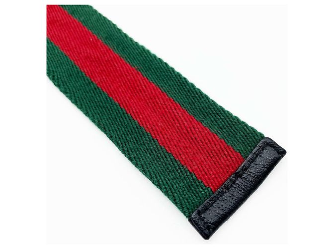 Gürtel Gucci Web Stripe Ring Bamboo Buckle Belt Rot Golden Grün - Ansicht 6