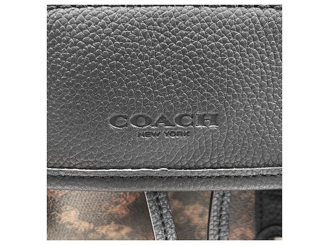 Zaino Coach Hitch nero e marrone in pelle - vista 10