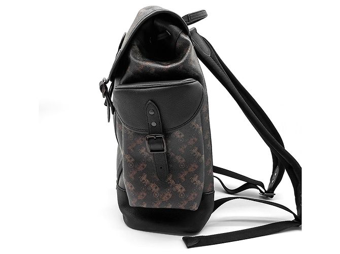 Zaino Coach Hitch nero e marrone in pelle - vista 3