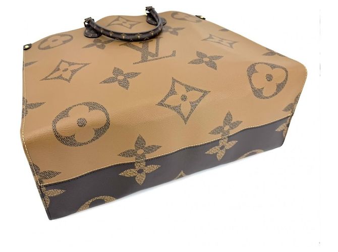 Borsa Tote OnTheGo GM da donna Louis Vuitton Marrone Beige - vista 3