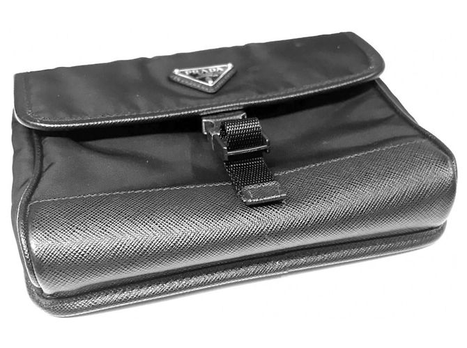Borsa a tracolla in nylon nero Prada - vista 4