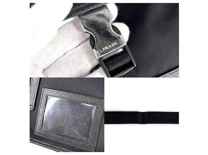 Borsa a tracolla in nylon nero Prada - vista 8