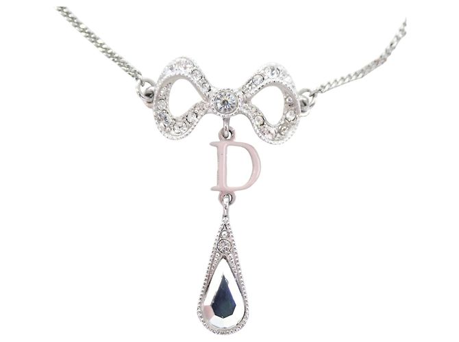Collier Christian Dior en argent et strass Argenté - vue 2