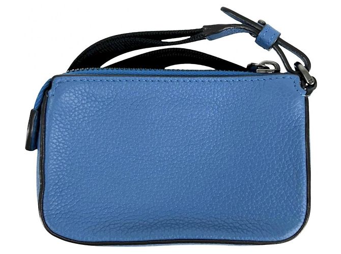 Pochette Fendi in pelle blu - vista 2