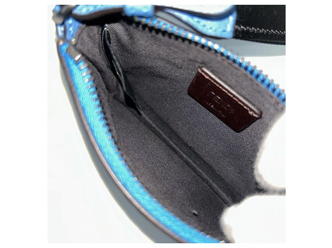 Pochette Fendi in pelle blu - vista 4