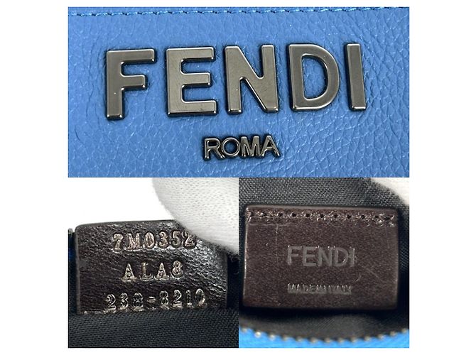 Pochette Fendi in pelle blu - vista 5