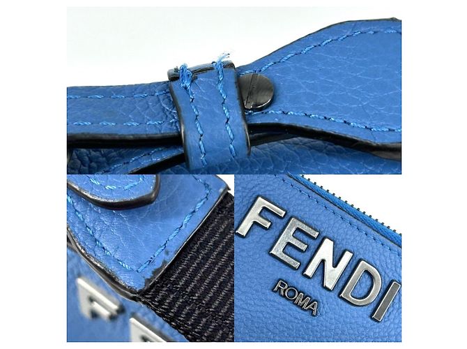 Pochette Fendi in pelle blu - vista 7
