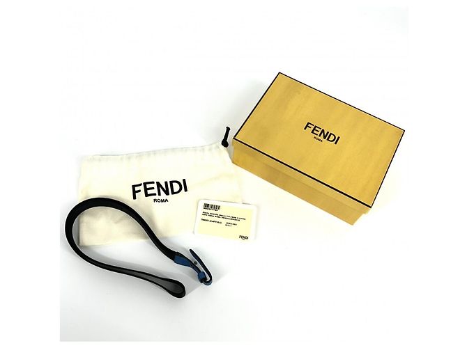 Pochette Fendi in pelle blu - vista 8