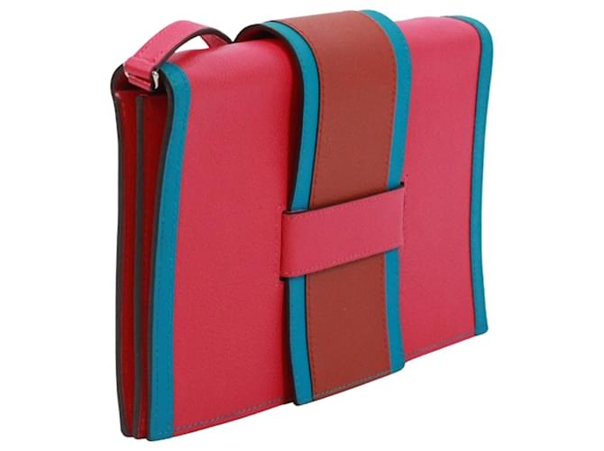 Hermès Borsa a tracolla Hermes H Passant Marrone Rosa Blu - vista 2