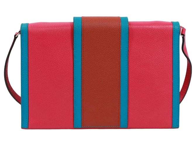 Hermès Borsa a tracolla Hermes H Passant Marrone Rosa Blu - vista 3