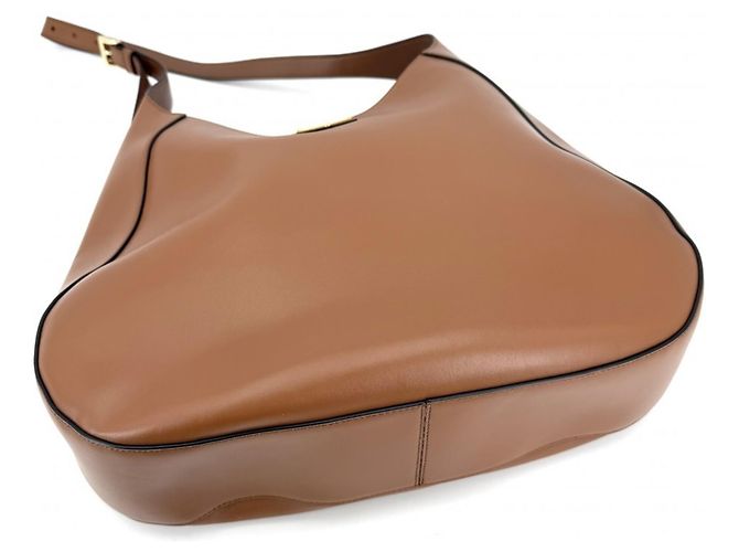 Borsa a tracolla in pelle marrone Prada - vista 3