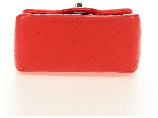 CHANEL Mini Matelasse 17 Chain Bag Lamb Skin Red Silver CC Auth 189072SM Argento Rosso - vista 10