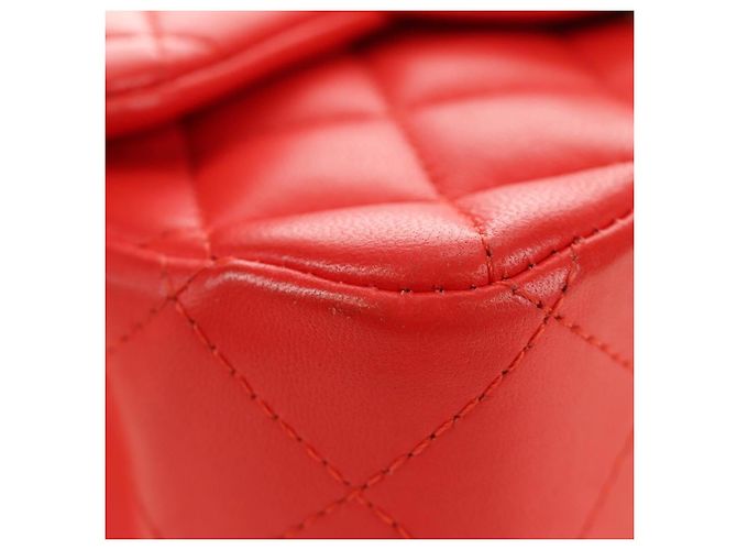 CHANEL Mini Matelasse 17 Chain Bag Lamb Skin Red Silver CC Auth 189072SM Argento Rosso - vista 11