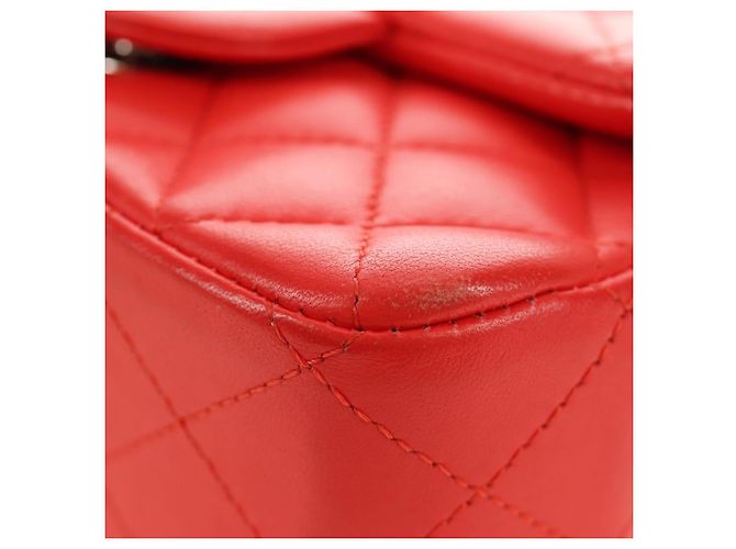 CHANEL Mini Matelasse 17 Chain Bag Lamb Skin Red Silver CC Auth 189072SM Argento Rosso - vista 12