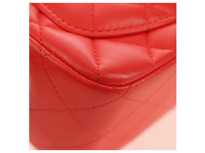 CHANEL Mini Matelasse 17 Chain Bag Lamb Skin Red Silver CC Auth 189072SM Argento Rosso - vista 13