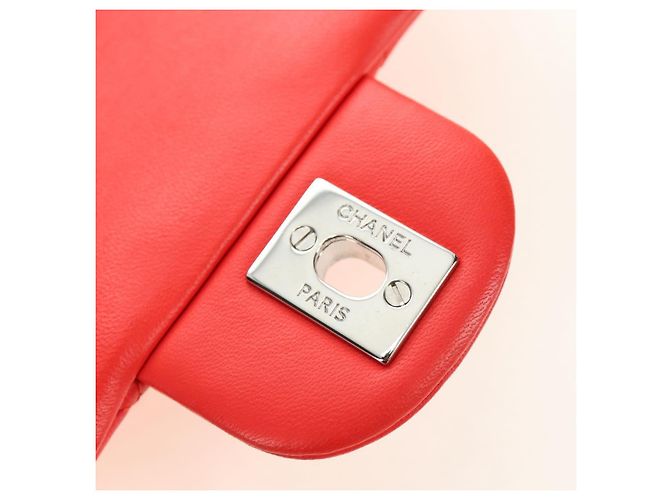 CHANEL Mini Matelasse 17 Chain Bag Lamb Skin Red Silver CC Auth 189072SM Argento Rosso - vista 17