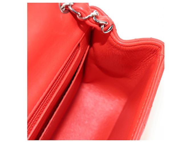 CHANEL Mini Matelasse 17 Chain Bag Lamb Skin Red Silver CC Auth 189072SM Argento Rosso - vista 20