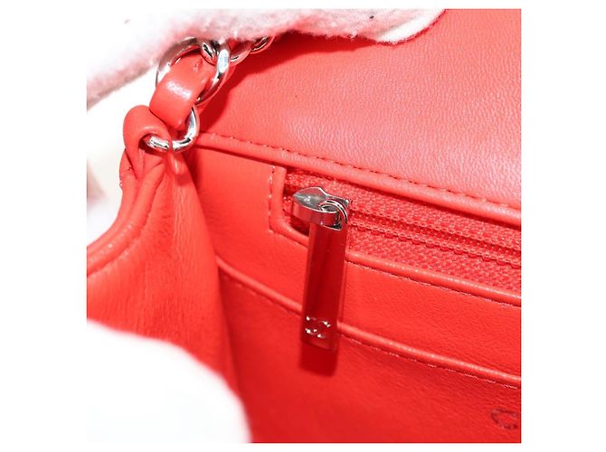 CHANEL Mini Matelasse 17 Chain Bag Lamb Skin Red Silver CC Auth 189072SM Argento Rosso - vista 22