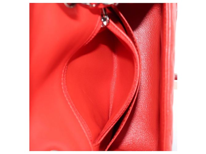 CHANEL Mini Matelasse 17 Chain Bag Lamb Skin Red Silver CC Auth 189072SM Argento Rosso - vista 23