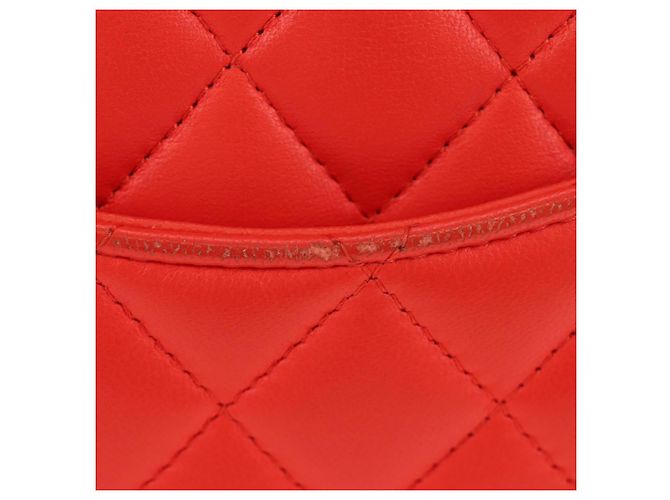 CHANEL Mini Matelasse 17 Chain Bag Lamb Skin Red Silver CC Auth 189072SM Argento Rosso - vista 4