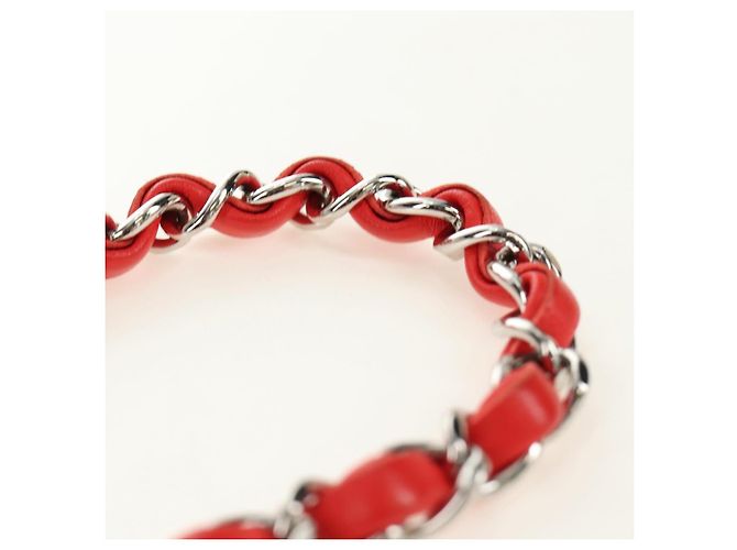 CHANEL Mini Matelasse 17 Chain Bag Lamb Skin Red Silver CC Auth 189072SM Argento Rosso - vista 9