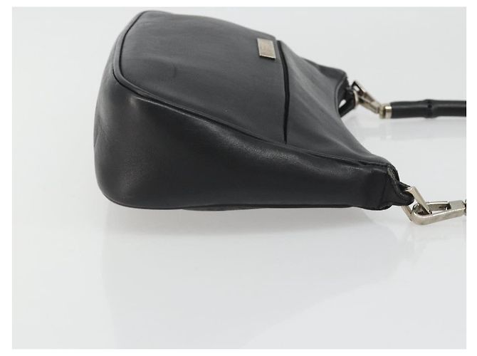 Borsa a Spalla GUCCI Bamboo in Pelle Nera Argento 001 3865 Auth mr2519V Nero - vista 4