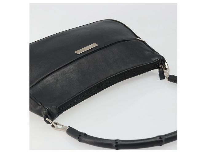 Borsa a Spalla GUCCI Bamboo in Pelle Nera Argento 001 3865 Auth mr2519V Nero - vista 6