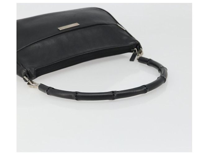 Borsa a Spalla GUCCI Bamboo in Pelle Nera Argento 001 3865 Auth mr2519V Nero - vista 7