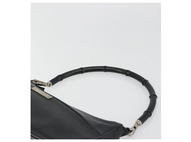 Borsa a Spalla GUCCI Bamboo in Pelle Nera Argento 001 3865 Auth mr2519V Nero - vista 8