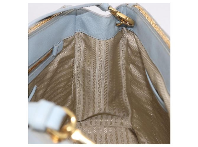Borsa PRADA Saffiano 2way Azzurro chiaro Oro Auth 190596V D'oro Blu chiaro - vista 20