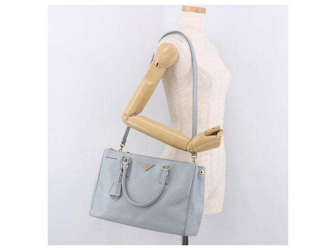 Borsa PRADA Saffiano 2way Azzurro chiaro Oro Auth 190596V D'oro Blu chiaro - vista 29