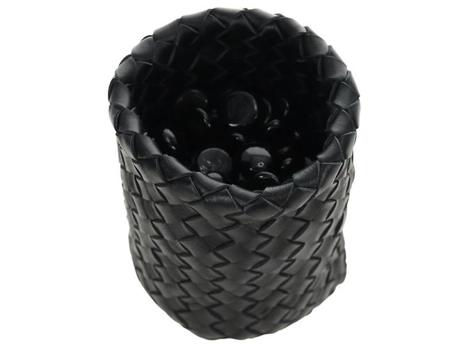 BOTTEGA VENETA INTRECCIATO Go Game Set Cuir Blanc Noir Auth bs35708M - vue 2