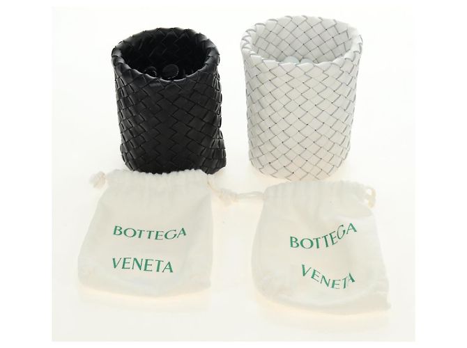 BOTTEGA VENETA INTRECCIATO Go Game Set Cuir Blanc Noir Auth bs35708M - vue 38