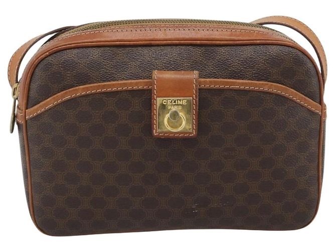 Céline Borsa a Spalla CELINE Macadam Canvas PVC Pelle Marrone Oro Autentica ep14921 D'oro - vista 2