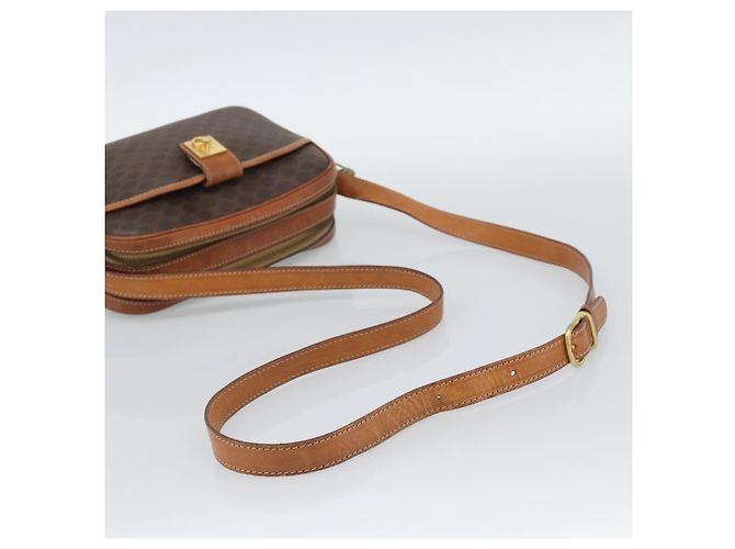 Céline Borsa a Spalla CELINE Macadam Canvas PVC Pelle Marrone Oro Autentica ep14921 D'oro - vista 7