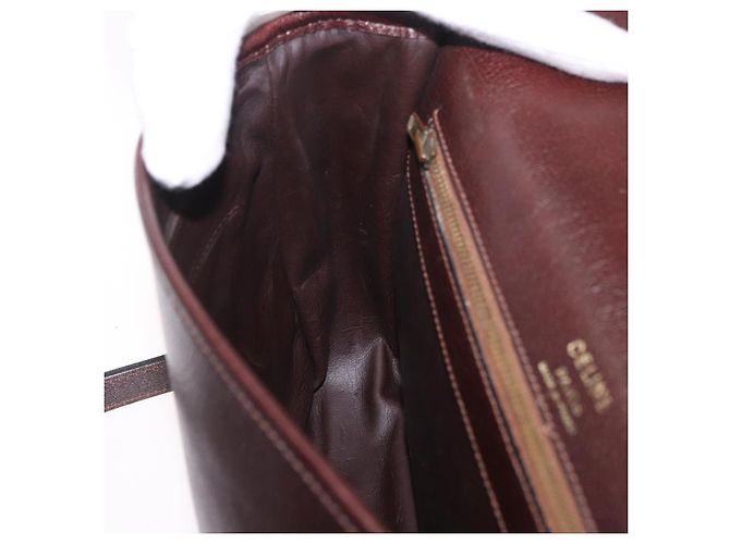 Céline Borsa a tracolla CELINE in pelle marrone scuro oro Auth bs35935 D'oro - vista 19