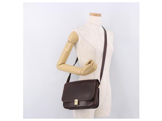 Céline Borsa a tracolla CELINE in pelle marrone scuro oro Auth bs35935 D'oro - vista 23