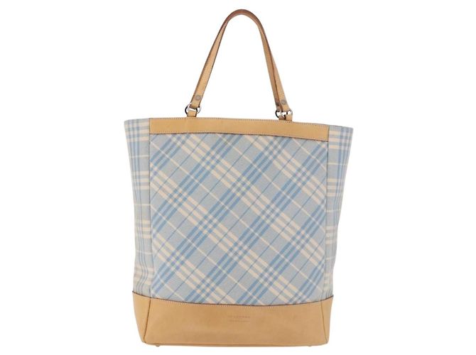 BURBERRY Nova Check Tote Bag Canvas Hellblau Beige Auth 190551 - Ansicht 2