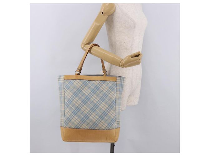 BURBERRY Nova Check Tote Bag Canvas Hellblau Beige Auth 190551 - Ansicht 24