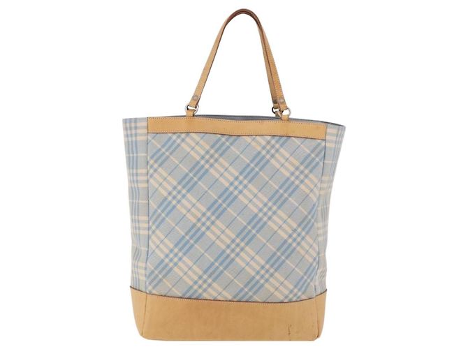 BURBERRY Nova Check Tote Bag Canvas Hellblau Beige Auth 190551 - Ansicht 3