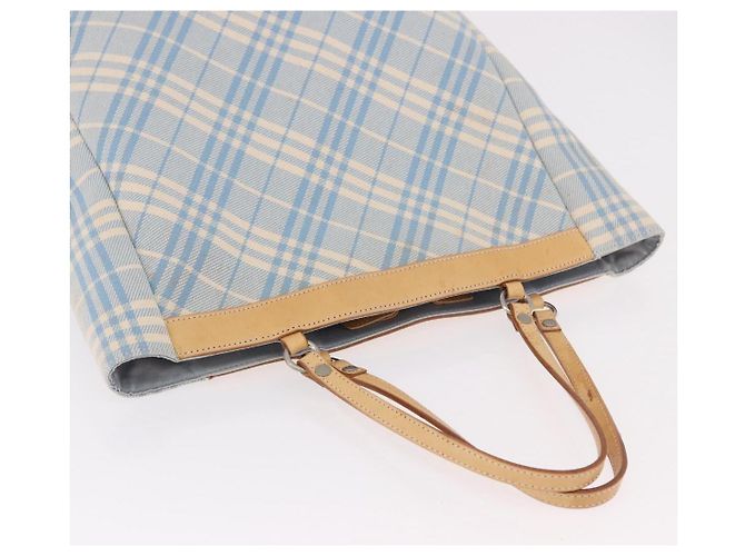 BURBERRY Nova Check Tote Bag Canvas Hellblau Beige Auth 190551 - Ansicht 8