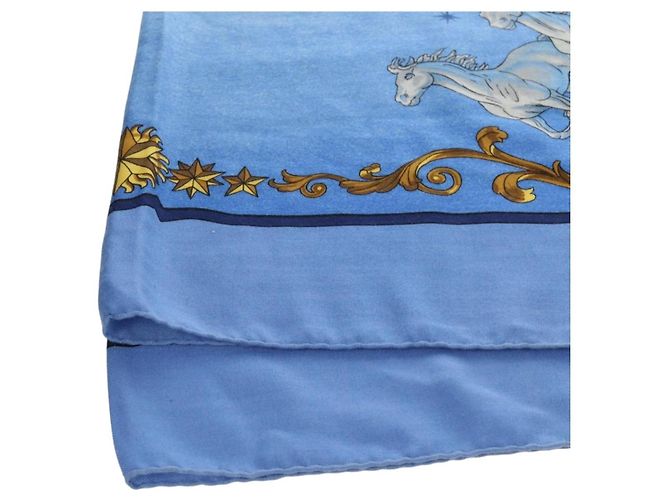 Hermès HERMES Carre 140 Schal Kaschmir Blau Authentisch ar13996M - Ansicht 10
