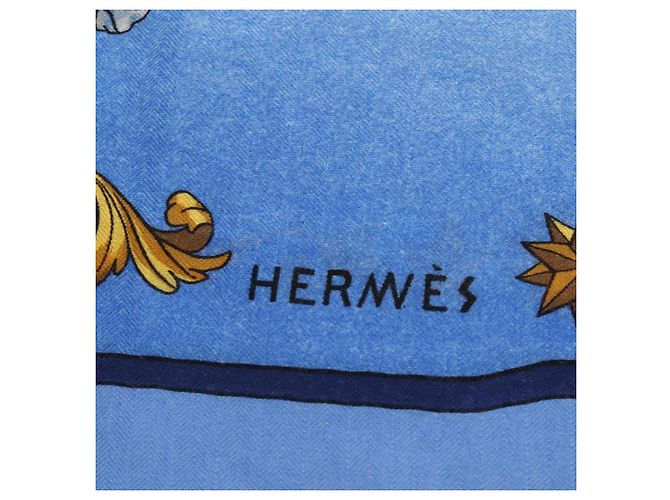 Hermès HERMES Carre 140 Schal Kaschmir Blau Authentisch ar13996M - Ansicht 13