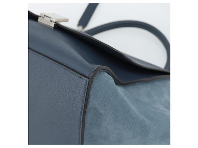 Céline Borsa Trapeze CELINE in scamosciato blu e oro 2way Auth ka5040 D'oro - vista 12