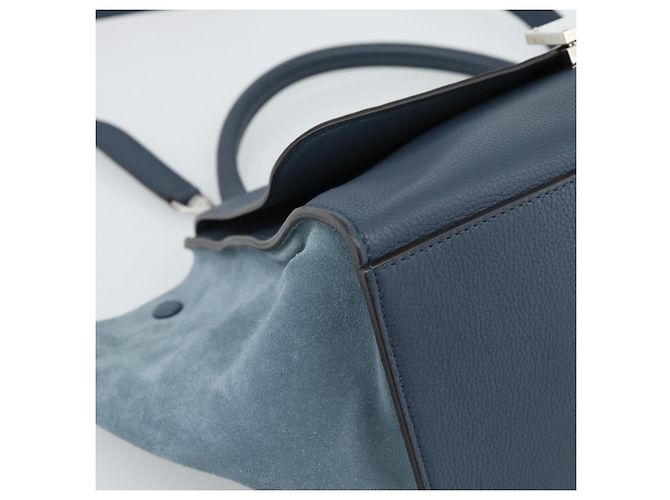 Céline Borsa Trapeze CELINE in scamosciato blu e oro 2way Auth ka5040 D'oro - vista 13