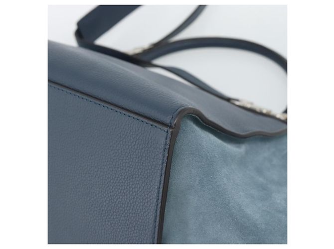 Céline Borsa Trapeze CELINE in scamosciato blu e oro 2way Auth ka5040 D'oro - vista 14