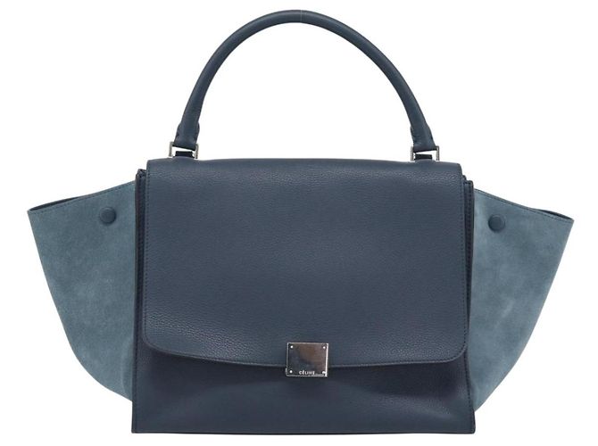 Céline Borsa Trapeze CELINE in scamosciato blu e oro 2way Auth ka5040 D'oro - vista 2