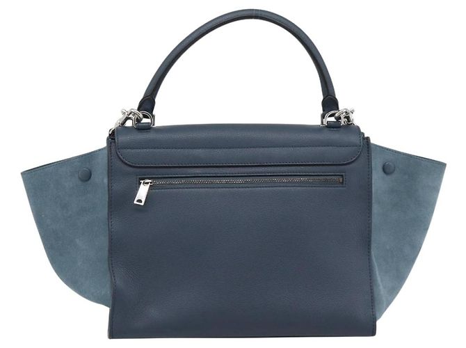 Céline Borsa Trapeze CELINE in scamosciato blu e oro 2way Auth ka5040 D'oro - vista 3