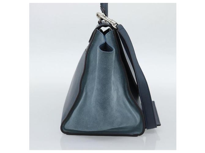 Céline Borsa Trapeze CELINE in scamosciato blu e oro 2way Auth ka5040 D'oro - vista 4